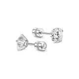 Silver-Iridescent Star Stud Earrings (4MM)