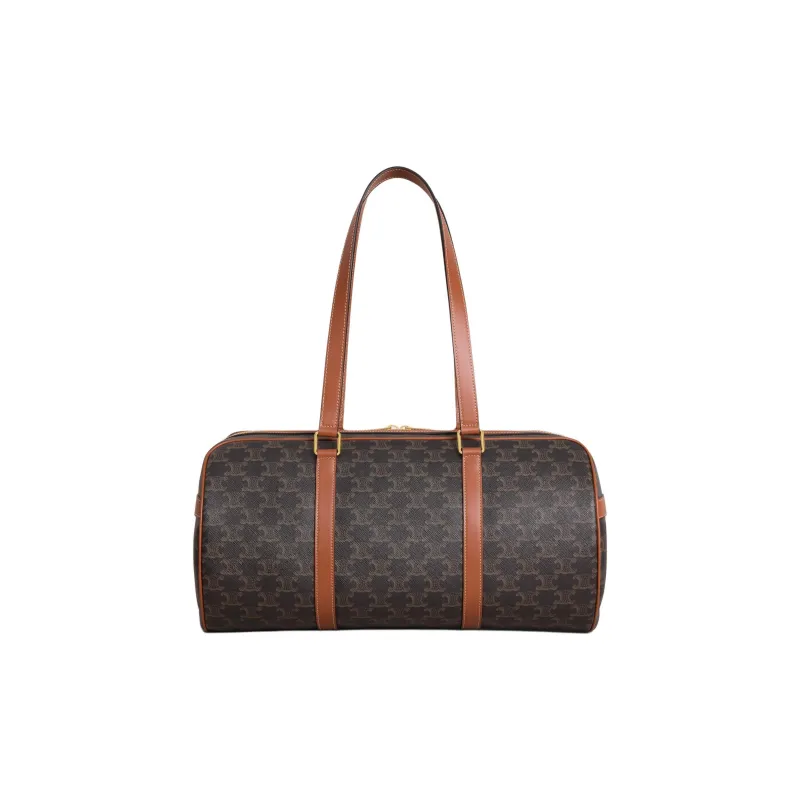 CELINE Triomphe Canvas Travel Bag Women's Tan Color-3