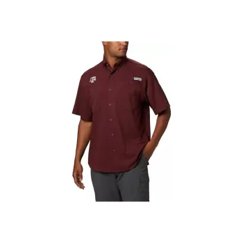 Columbia PFG Tamiami Texas A&M Shirt Men's Tan Chestnut Color