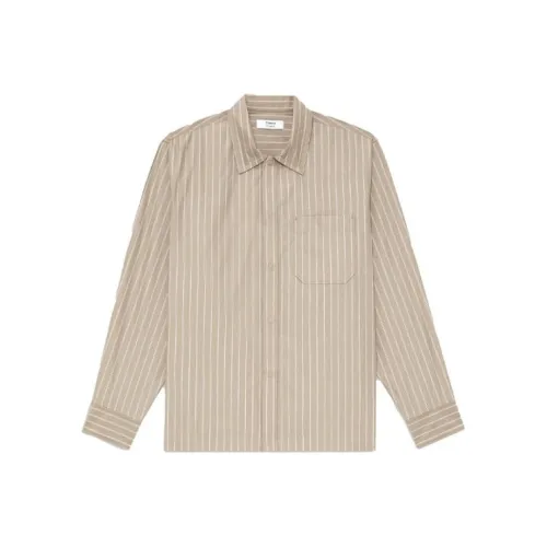 THEORY Designer Co authored Collection Shirts Men Camel Brown Stripes
