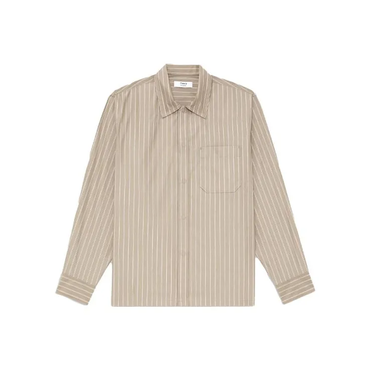 THEORY Designer Co authored Collection Shirts Men Camel Brown Stripes-0