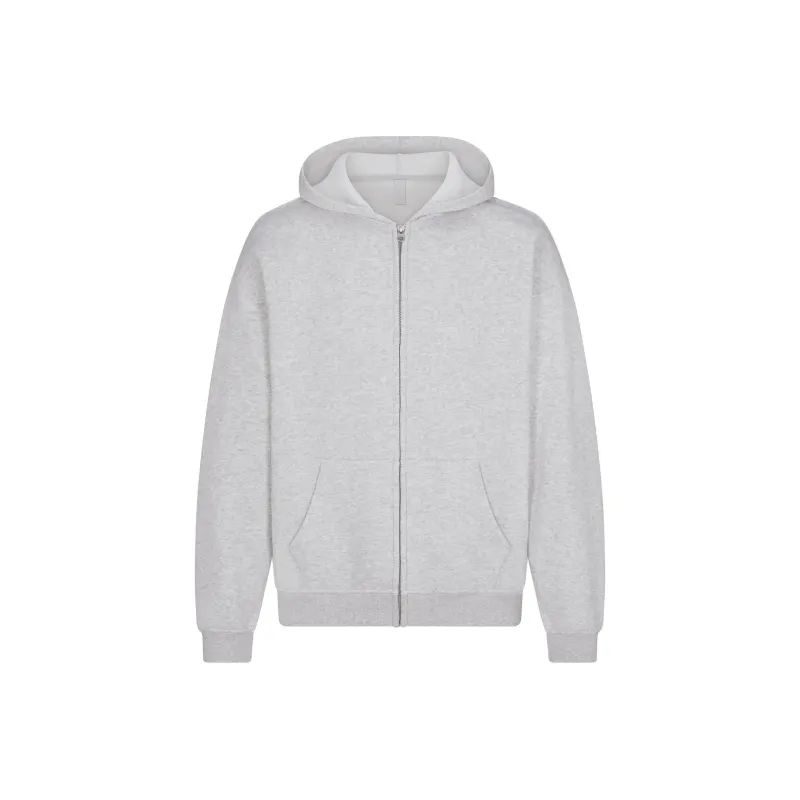 SKIMS FLEECE LOUNGE MENS RELAXED ZIP UP HOODIE Sweatshirt Men's Light Heather Grey-0