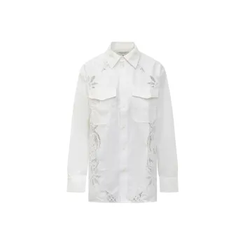 Marine Serre Crochet Panel Embroidered Long Sleeved Shirt