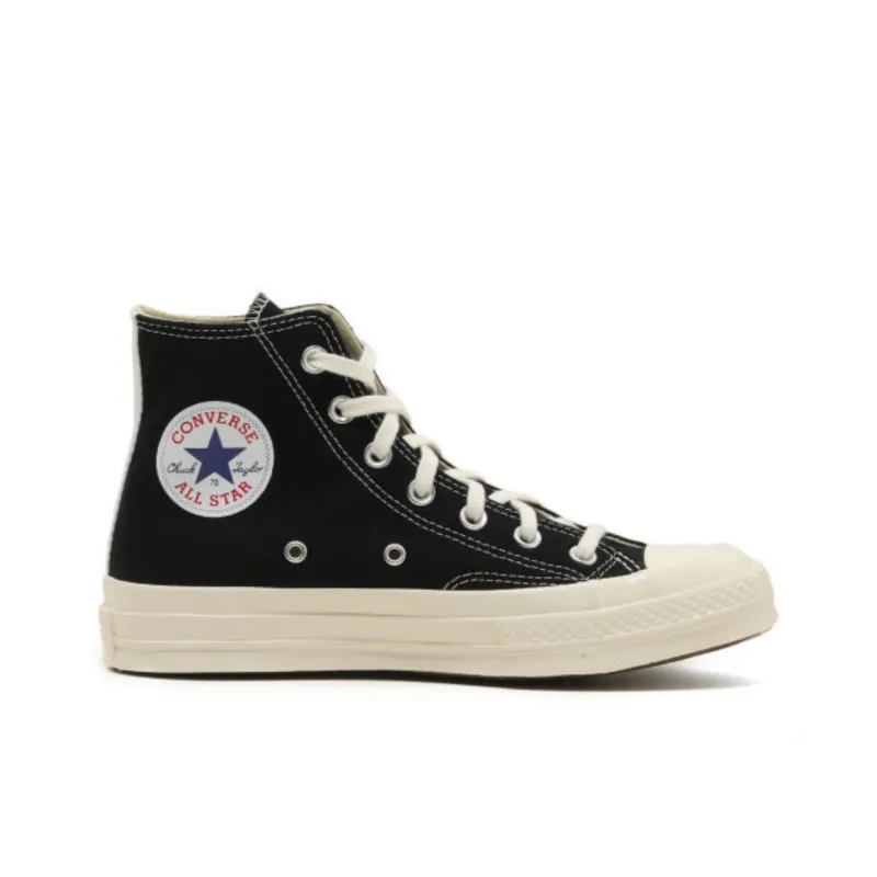 CDG Play All Star Heart Print Balance Abrasion Resistant Slip Resistant High Top Canvas Shoes Unisex-1