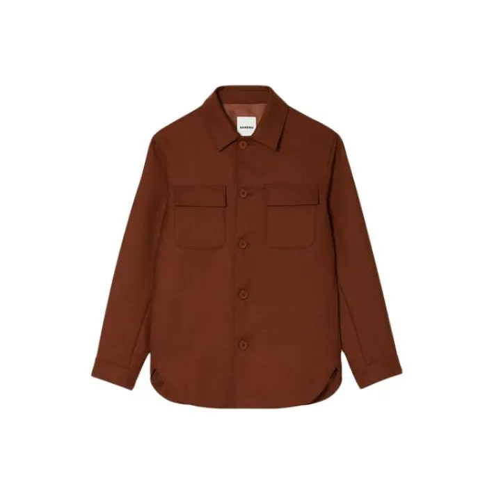 Sandro Wool Blend Overshirt Shirt Men's Red Brown-0