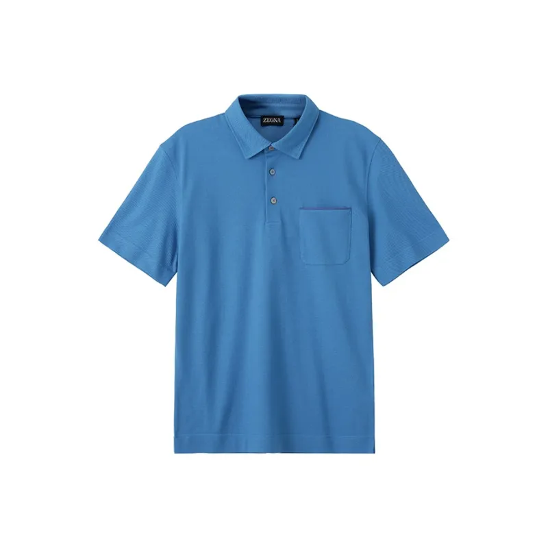 Zegna SS24 Polo Shirt Men's Bright Blue-0