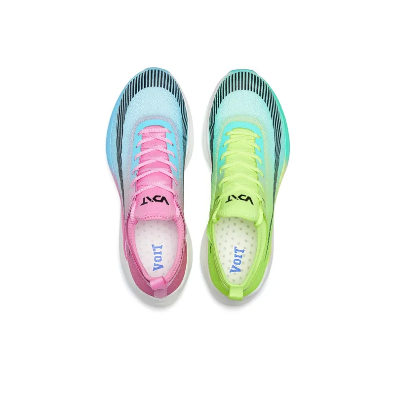 VOIT Anti Slip Wear Resistant Low Top Air Cushion Marathon Running Shoes Unisex Green Pink Blue Mismatched-4