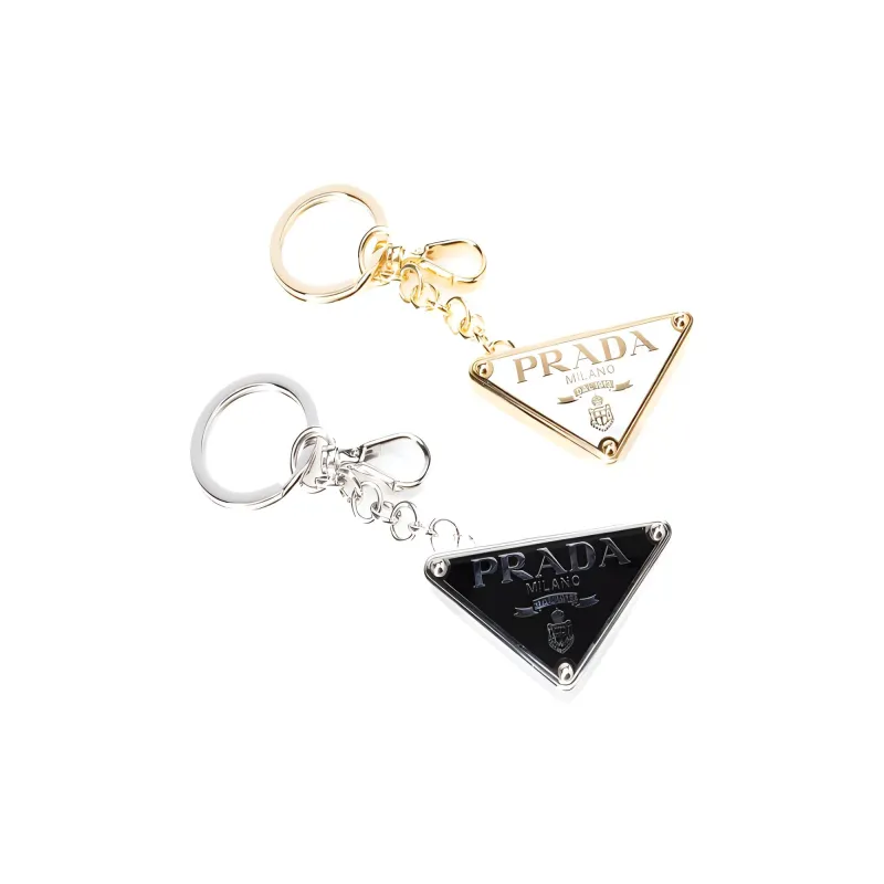 PRADA Logo Triangle Set Of Two Keyrings-1
