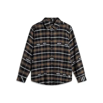 LiNing BadFive Shirt Men's Black Gray Plaid