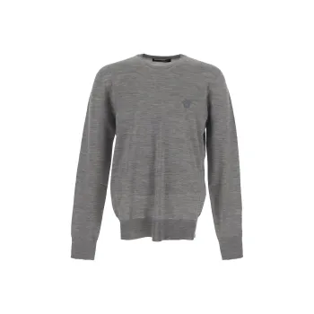 VERSACE Logo Embroidered Crewneck Knitted Jumper