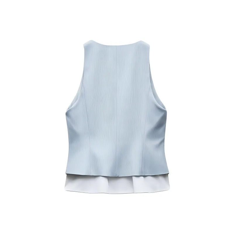 ZARA Vests Women's Blue Gray-1