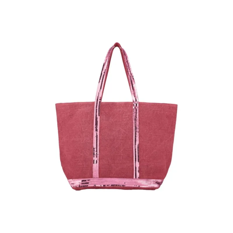 Vanessa Bruno Linen Tote Bag, Shopping Bag, Shoulder Bag, Handbag Large Size Women's Pink-0