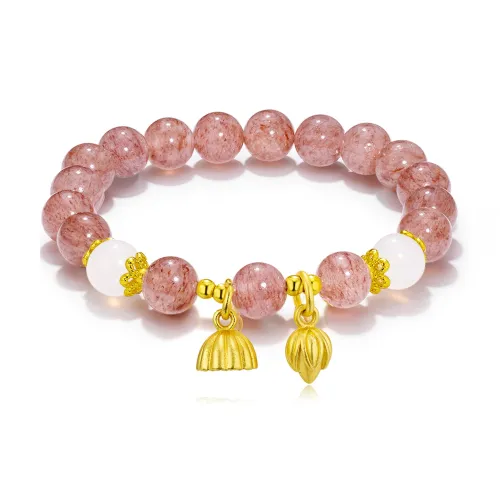 Jodie&Kevin Pink Crystal Strawberry Quartz Bracelets Women's