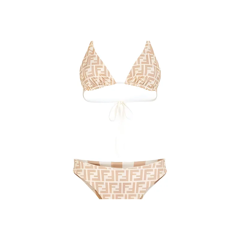 FENDI Striped Halterneck Two Piece Swimsuit-4