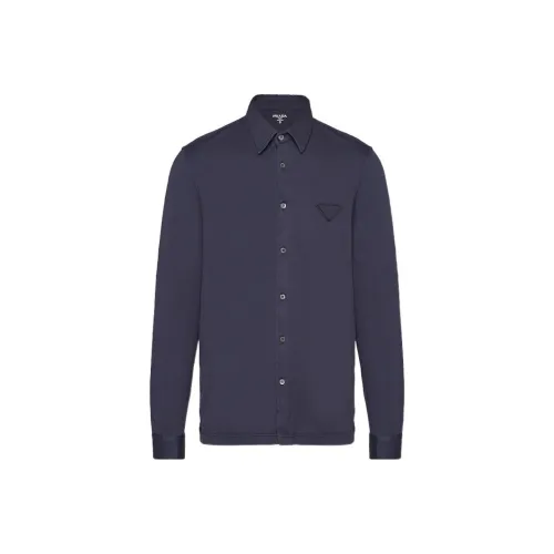 PRADA Triangle Logo Long Sleeved Buttoned Shirt