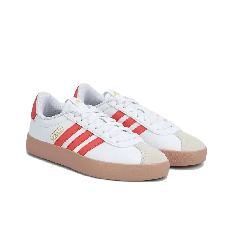 Adidas VL COURT 3.0 Anti Slip Wear Resistant Low Top Skateboard Shoes Women's White Red-3