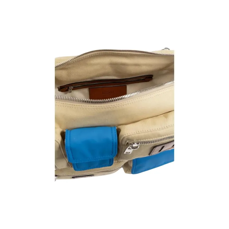 MOSCHINO Cotton Shoulder Bag Men's Sandy Beige-4