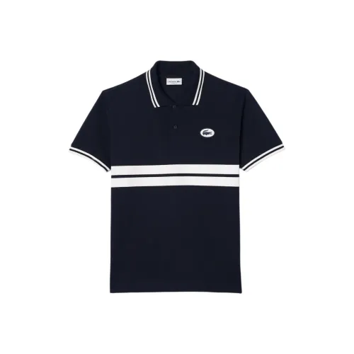 LACOSTE Polo Shirt Men's Marine Blue/White