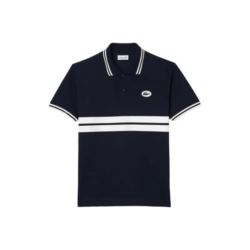 LACOSTE Polo Shirt Men's Marine Blue/White-0
