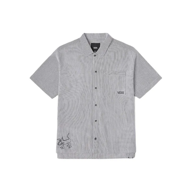Vans Shirt Men's Gray White Stripes-0