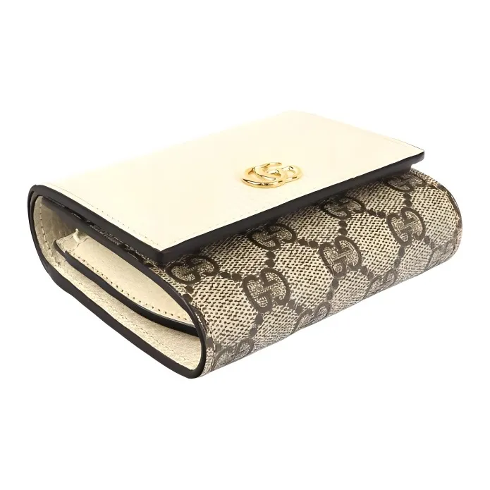 GUCCI Marmont Canvas With Leather Wallet Regular Women's White-2