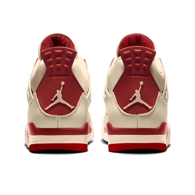 Jordan Air Jordan 4 Anti Slip Wear Resistant Mid Top Vintage Basketball Shoes Women's Beige Red-3