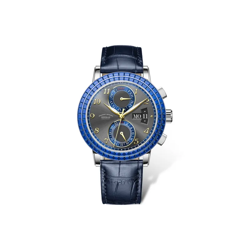 BORMAN Automatic Mechanical Movement Cow Leather Strap Watch Men's Watches Black Dial-6