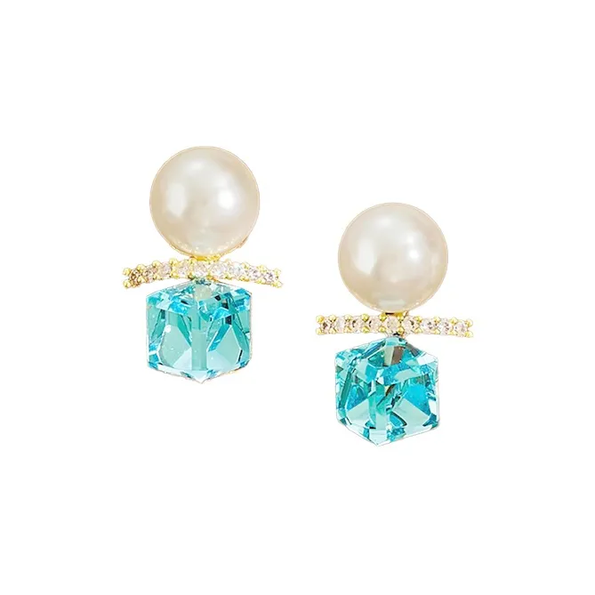 QIANFANGDAHUANGYE Zircon S925 Sterling Silver Stud Earrings Women's-0