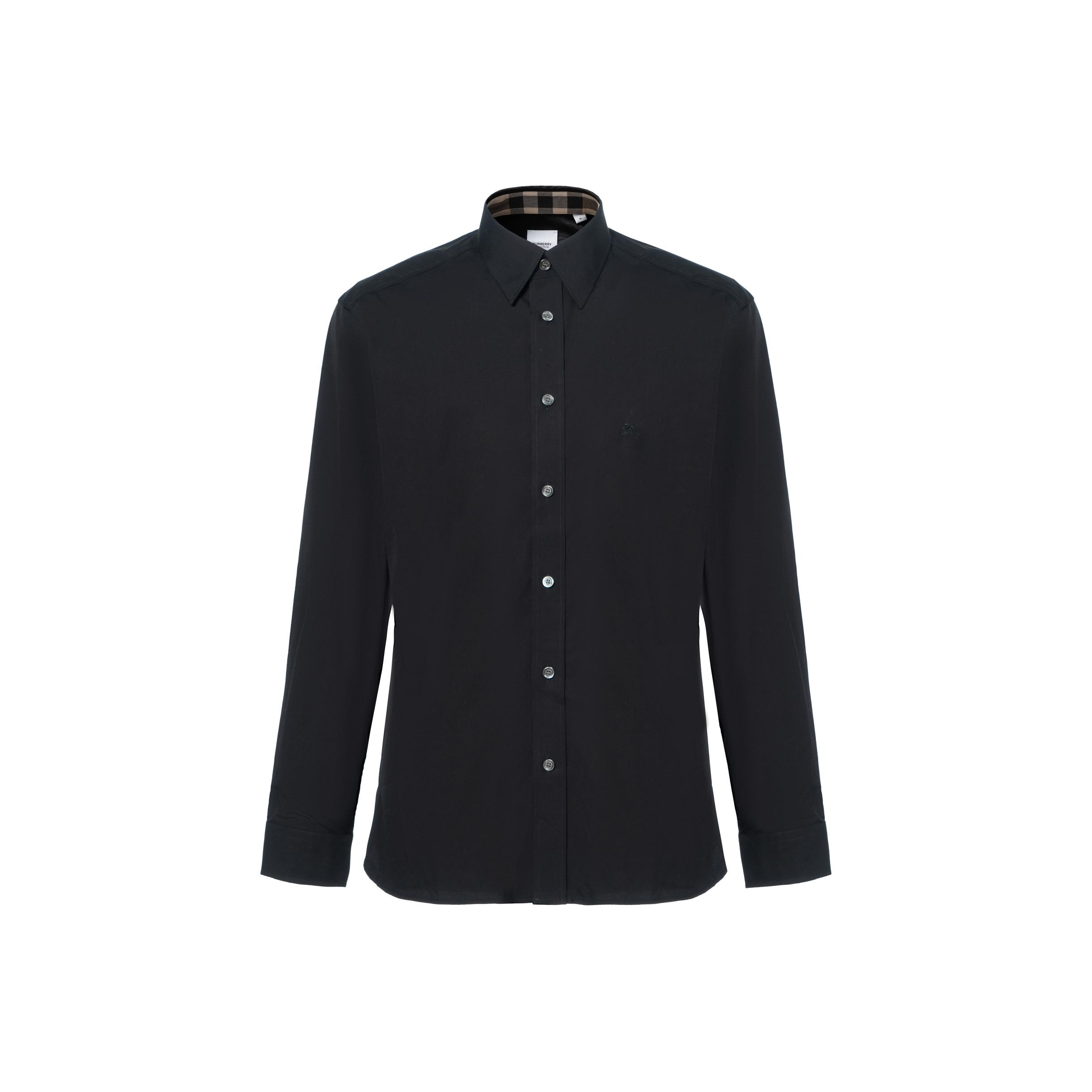 Burberry SS24 Men's Logo Cotton Long Sleeves Shirt Black
