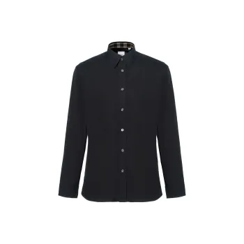 Burberry SS24 Men's Logo Cotton Long Sleeves Shirt Black