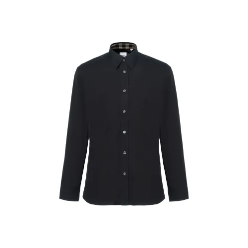 Burberry SS24 Men's Logo Cotton Long Sleeves Shirt Black