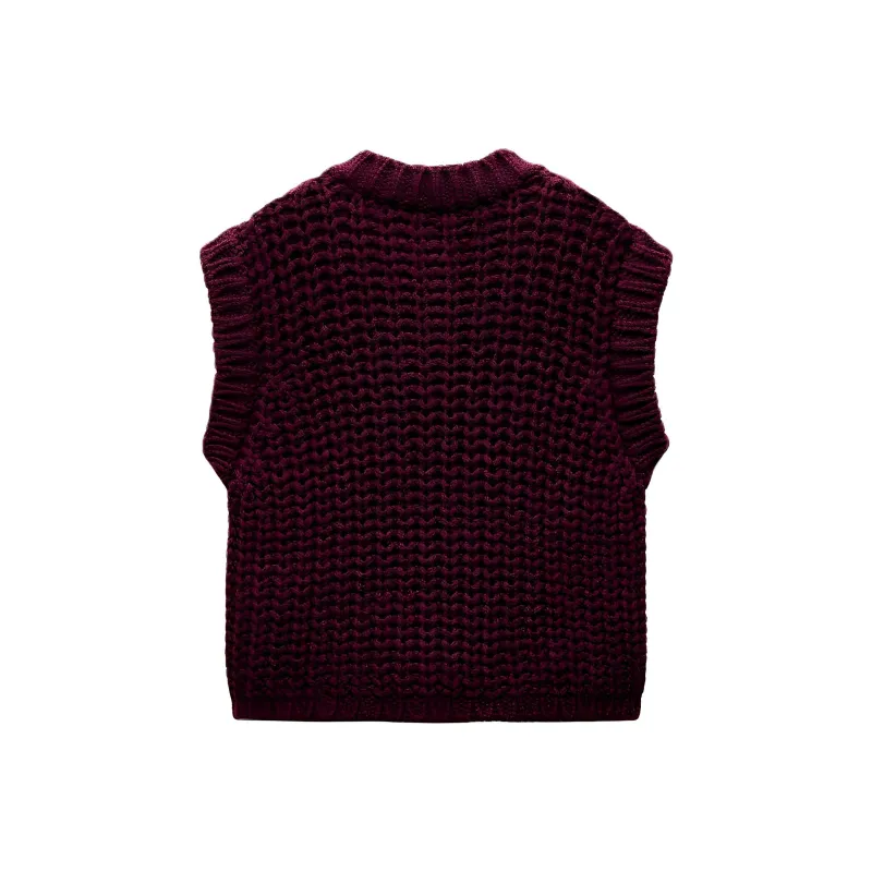 ZARA Vests Women's Burgundy Red-1