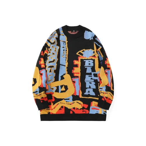 Loose Fit Sweater Unisex Black Yellow
