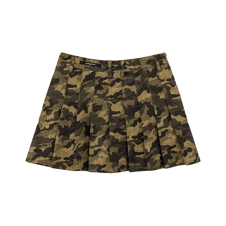 CHUU Casual Short Skirts Women's Green Camouflage-1
