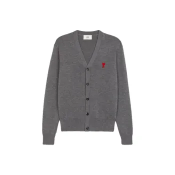 Ami Paris Ami De Coeur Extrafine Merino Wool Cardigan