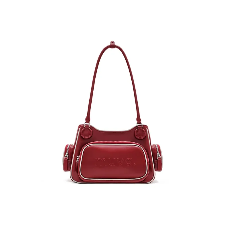 MUVA Cow Leather Shoulder Bag Large Size Women's Multicolor-4