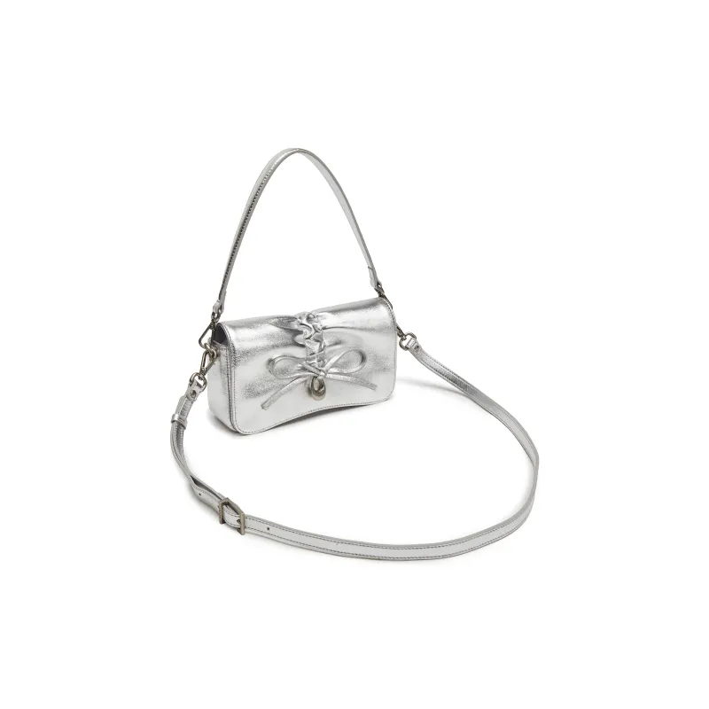 Staccato Sheepskin Shoulder Bag Trumpets Women's Starlight Silver/Vintage Dark Coffee-4