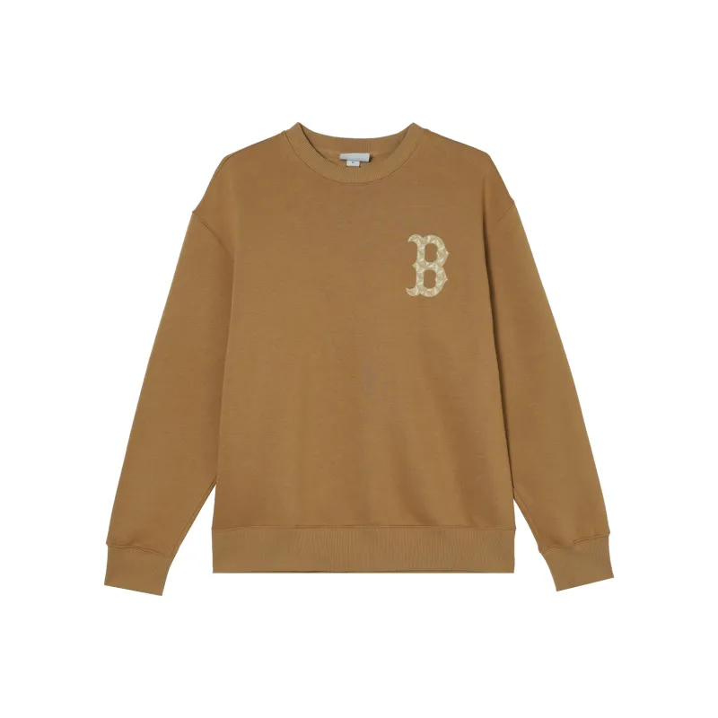 MLB Boston Red Sox MONOGRAM BIG LUX Sweatshirt Unisex Camel-0