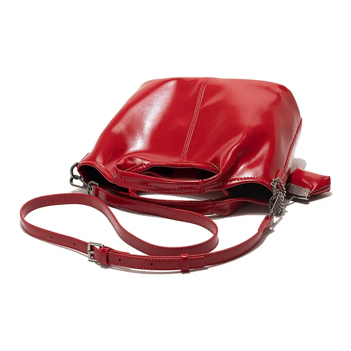 Vigno Synthetic Leather Shoulder Bag, Crossbody Bag, Handbag Regular Women's Red/Ecru/Black-4