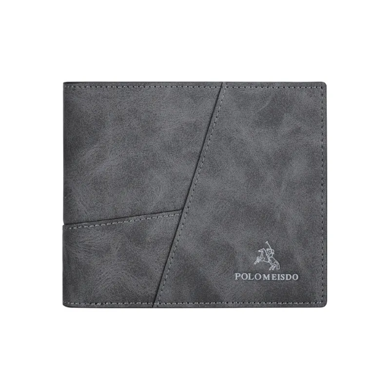 POLOMEISDO Synthetic Leather Premium Brand Fashion Cropped Wallet Men's Gradient Gray-0