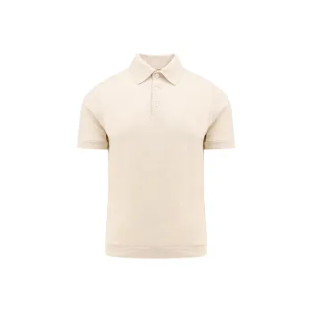 Brunello Cucinelli Short Sleeved Ribbed Knit Polo Shirt