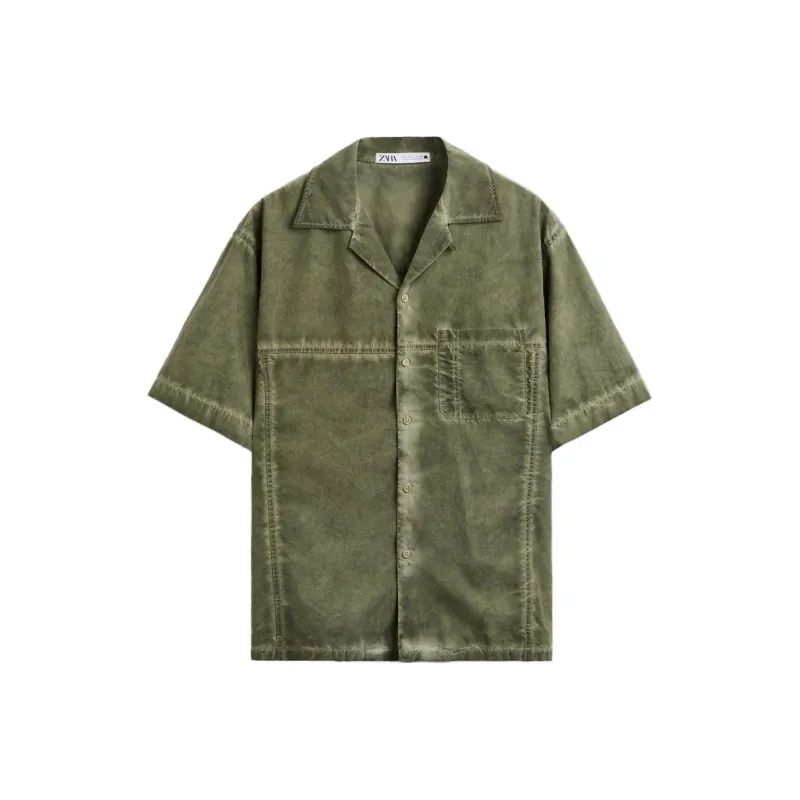 ZARA Short Sleeved Shirt Men's Khaki-0