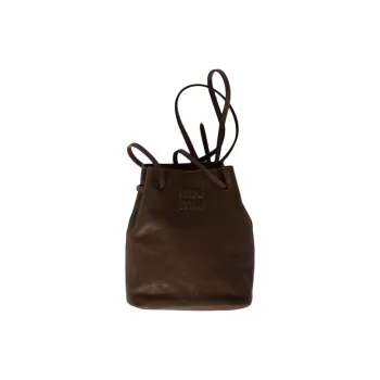 MIU MIU Leather Handbag, Small Bucket Lucky Bag, Shoulder Bag, Crossbody Bag Mini Women's Tundra