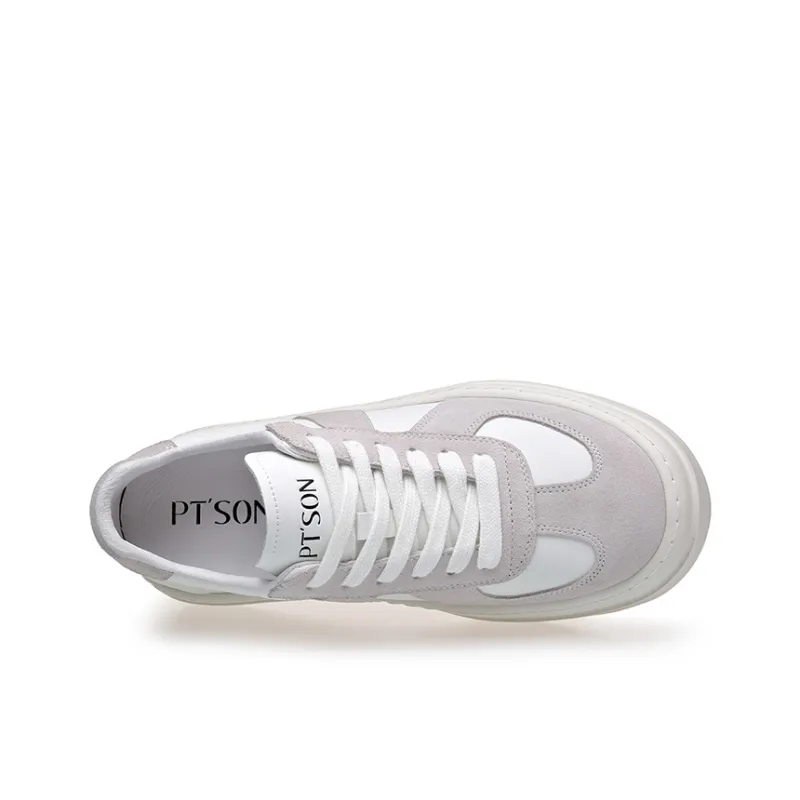 PT'SON Abrasion Resistant Lightweight Height Increasing Low Top Casual Shoes Men's Gray-2