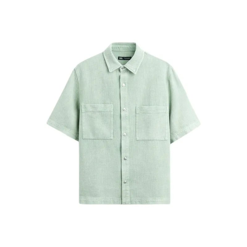 ZARA Shirts Men Light Green-0