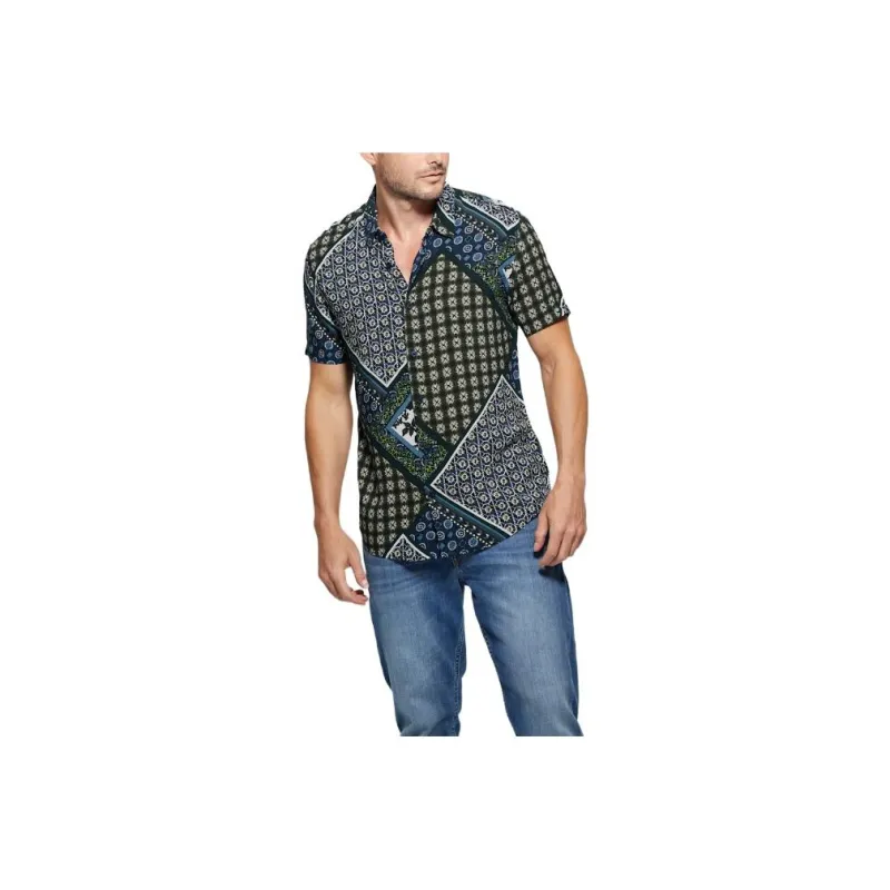 GUESS Eco Rayon Scarf Shirt Shirt Men's Multicolor-0