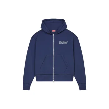 KENZO Logo Embroidered Zip-Up Hoodie