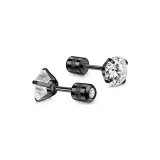 Black-Iridescent Star Stud Earrings (4MM)