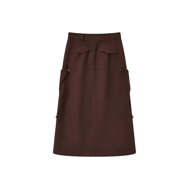 EICHITOO Casual Long Skirts Women's Brick Red-1