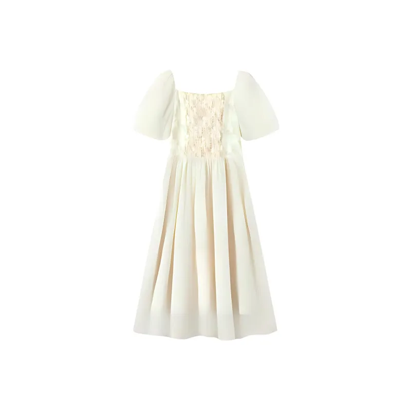 EICHITOO Short Sleeved Dress Women's Light Yellow Pattern-1